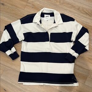 Navy and White Striped Women's Sweatshirt